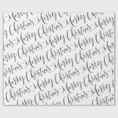 Schwarz-Weiß frohe Weihnachtskalligraphie Geschenkpapier (Flach)