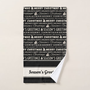 Schwarz-Weiß-Frost Retro-Typografie Badhandtuch Set