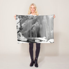 Schwarz-Weiß-Frozen-Wasserfall Fleecedecke