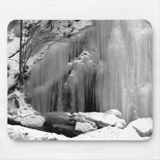 Schwarz-Weiß-Frozen-Wasserfall Mousepad (Vorne)