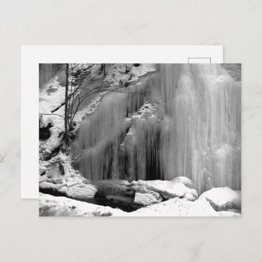 Schwarz-Weiß-Frozen-Wasserfall Postkarte (Vorne/Hinten)