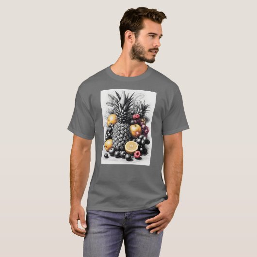 Schwarz-Weiß-Früchte T-Shirt (Vorne ganz)