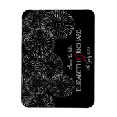 Schwarz-Weiß-Frühlingsblumen "Save the Date" Magnet (Vertikal)