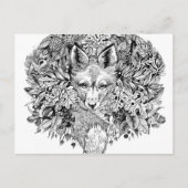 Schwarz-Weiß-Fuchs im Wald Postkarte (Vorderseite)
