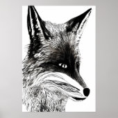 Schwarz-Weiß-Fuchs-Portrait | AI Art Poster (Vorne)