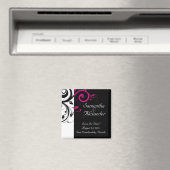 Schwarz, Weiß, Fuchsia Reverse Swirl Wedding Magne Magnet (In Situ (Geschirrspüler))