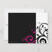 Schwarz, Weiß, Fuchsia Swirl Hochzeit Sichern Sie Save The Date (Rückseite)