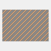 Schwarz-Weiß-Fünf-Streifen-Muster mit Bräune Geschenkpapier Set (Vorderseite 2)