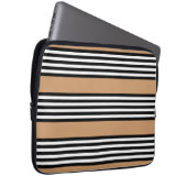 Schwarz-Weiß-Fünf-Streifen-Muster mit Bräune Laptopschutzhülle (Vorne Rechts)