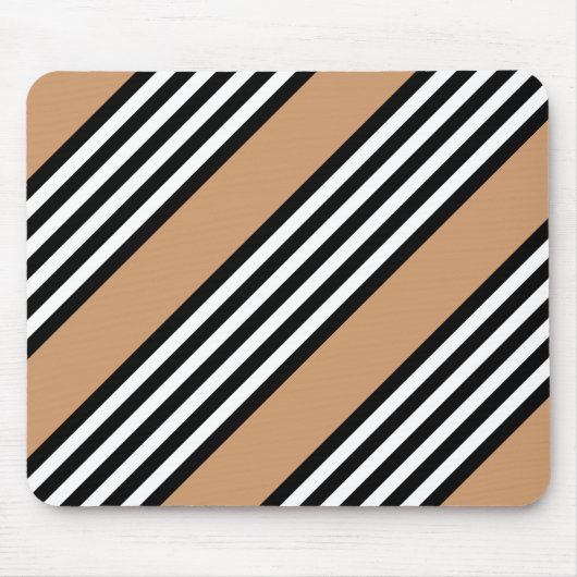 Schwarz-Weiß-Fünf-Streifen-Muster mit Bräune Mousepad (Vorne)