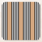 Schwarz-Weiß-Fünf-Streifen-Muster mit Bräune Rechteckiger Pappuntersetzer (Vorderseite)