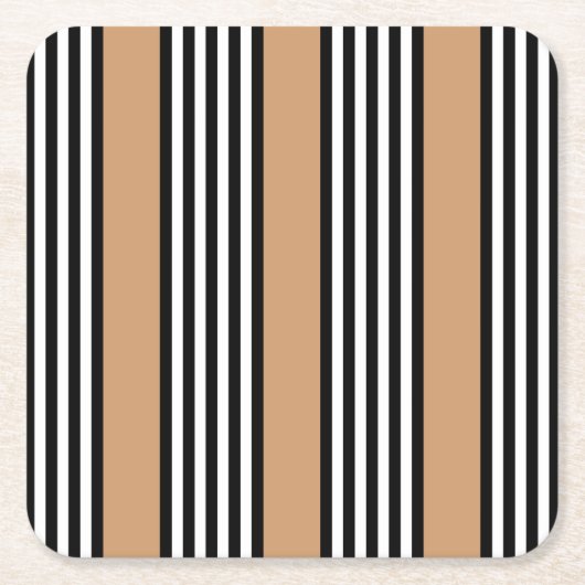 Schwarz-Weiß-Fünf-Streifen-Muster mit Bräune Rechteckiger Pappuntersetzer (Vorderseite)