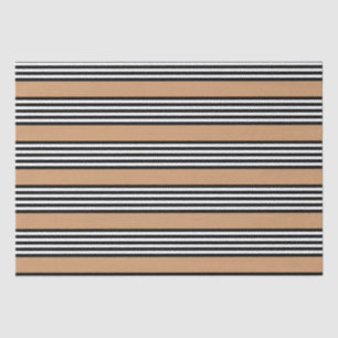 Schwarz-Weiß-Fünf-Streifen-Muster mit Bräune Seidenpapier