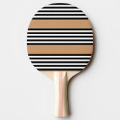 Schwarz-Weiß-Fünf-Streifen-Muster mit Bräune Tischtennis Schläger (Rückseite)