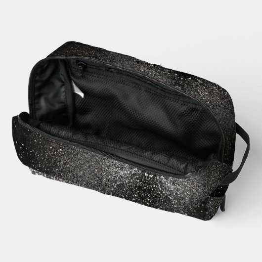 Schwarz-Weiß Funkelnd Glitzer Goth Glam Luxus Waschbeutel (Offen)