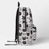 Schwarz-Weiß-Funny Cat Faces Muster Bedruckter Rucksack (Links)