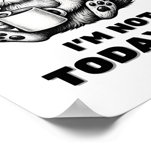 Schwarz-Weiß-Funny-Grumpy Cat Kaffeekunst Kunst Poster (Ecke)