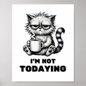 Schwarz-Weiß-Funny-Grumpy Cat Kaffeekunst Kunst Poster (Vorne)