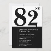 Schwarz-weiß für ihren 82. Geburtstag Einladung (Vorderseite)