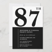 Schwarz-weiß für ihren 87. Geburtstag Einladung (Vorderseite)