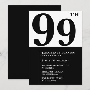 Schwarz-weiß für ihren 99. Geburtstag Einladung