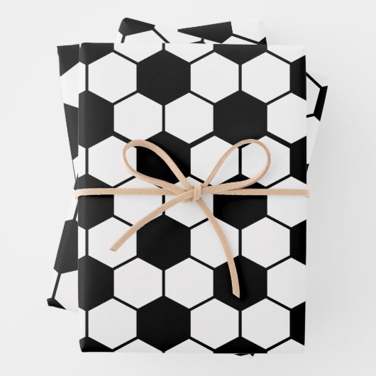 Schwarz-Weiß-Fußball-Ball-Muster Wrapping Paper Geschenkpapier Set (Beispiel)