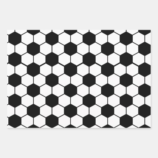 Schwarz-Weiß-Fußball-Ball-Muster Wrapping Paper Geschenkpapier Set (Vorderseite)