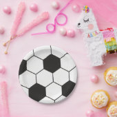 Schwarz-Weiß-Fußball-Geometrisches Muster Pappteller (Party)