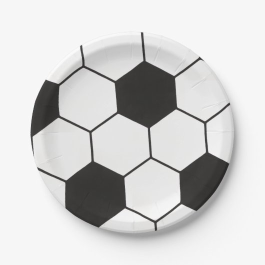 Schwarz-Weiß-Fußball-Geometrisches Muster Pappteller (Vorderseite)
