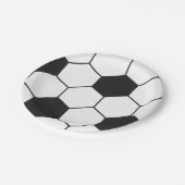 Schwarz-Weiß-Fußball-Geometrisches Muster Pappteller (Schrägansicht)