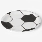 Schwarz-Weiß-Fußball-Geometrisches Muster Pappteller (Schrägansicht)