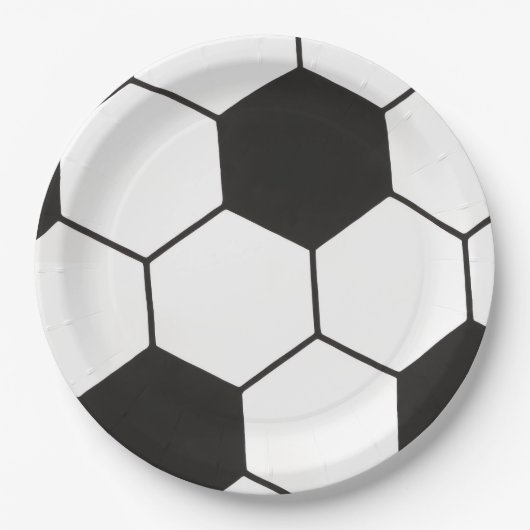 Schwarz-Weiß-Fußball-Geometrisches Muster Pappteller (Vorderseite)