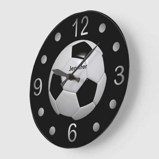 Schwarz-Weiß-Fußball Große Wanduhr (Winkel)