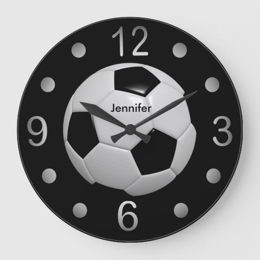Schwarz-Weiß-Fußball Große Wanduhr (Vorderseite)