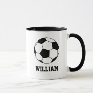 Schwarz-Weiß-Fußball hinzufügen Tasse