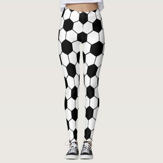 Schwarz-Weiß-Fußball Leggings (Vorderseite)