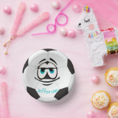 Schwarz-Weiß-Fußball lustiges Gesicht Pappteller (Party)