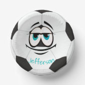 Schwarz-Weiß-Fußball lustiges Gesicht Pappteller (Vorderseite)