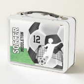 Schwarz-Weiß-Fußball Metall Lunch Box (Rückseite)