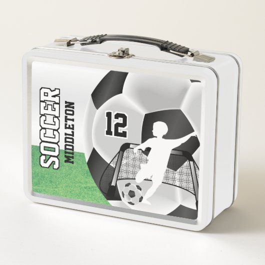 Schwarz-Weiß-Fußball Metall Lunch Box (Vorderseite)