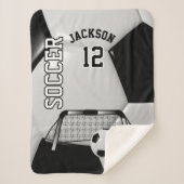 Schwarz-Weiß-Fußball mit DIY-Text Sherpadecke (Vorderseite)