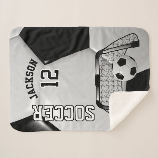 Schwarz-Weiß-Fußball mit DIY-Text Sherpadecke (Vorderseite (Horizontal))