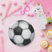Schwarz-Weiß-Fußball Pappteller (Party)