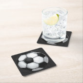 Schwarz-Weiß-Fußball Rechteckiger Pappuntersetzer (Vor Ort)