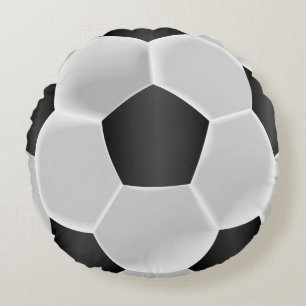 Schwarz-Weiß-Fußball Rundes Kissen