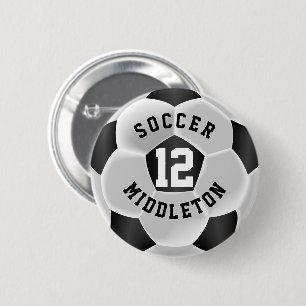 Schwarz-Weiß-Fußball-Sportball Button