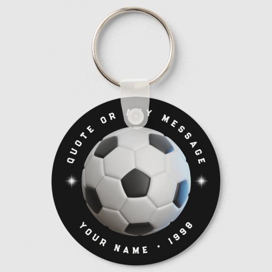 Schwarz-Weiß-Fußball-Sportteam Runde Schlüsselanhä Schlüsselanhänger (Vorderseite)