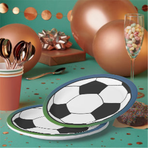 Schwarz-weiß Fußball-Sportveranstaltung Geburtstag Pappteller