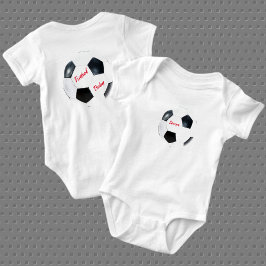 Schwarz-Weiß-Fußballball Baby Strampler
