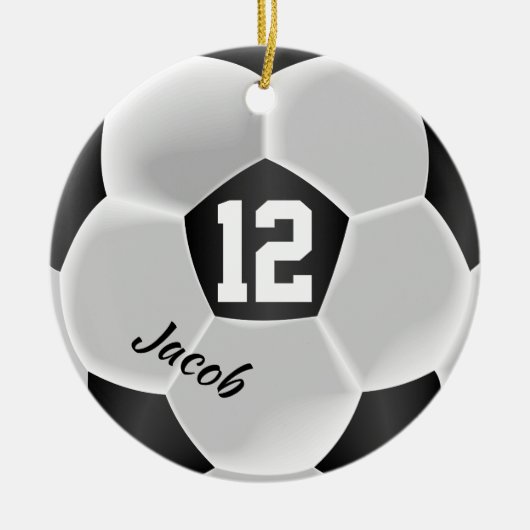 Schwarz-Weiß-Fußballball Keramik Ornament (Vorne)
